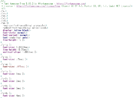 FontAwesome all.cssの中身